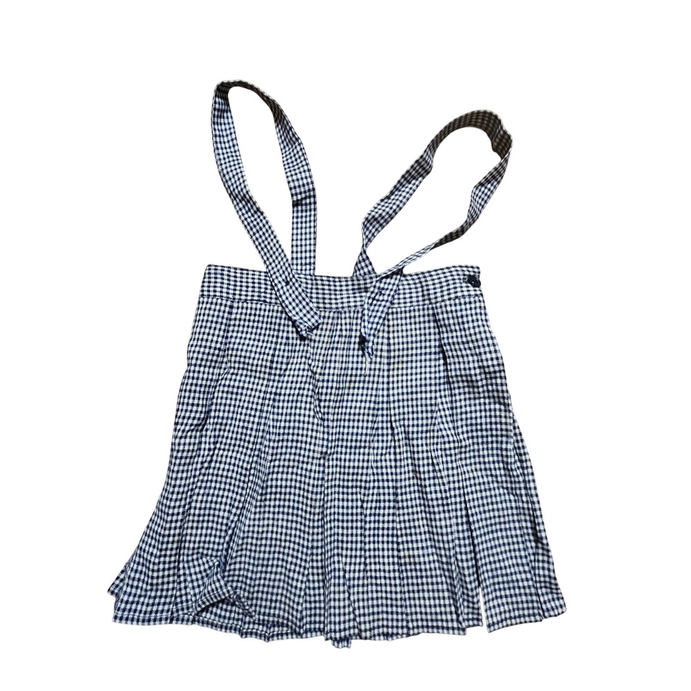 Vintage 60s 70s Honeysuckle Sears Gingham Pleated Suspender Skirt Jumper Girls 4